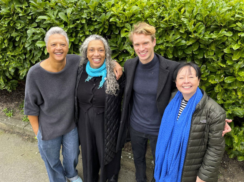 Angela Bruce (Bambera), Lesley Ewen (The Omniarch), Timothy Blore (UNIT Trooper) and Liz Sutherland-Lim (Dame Lydia Kingsley)